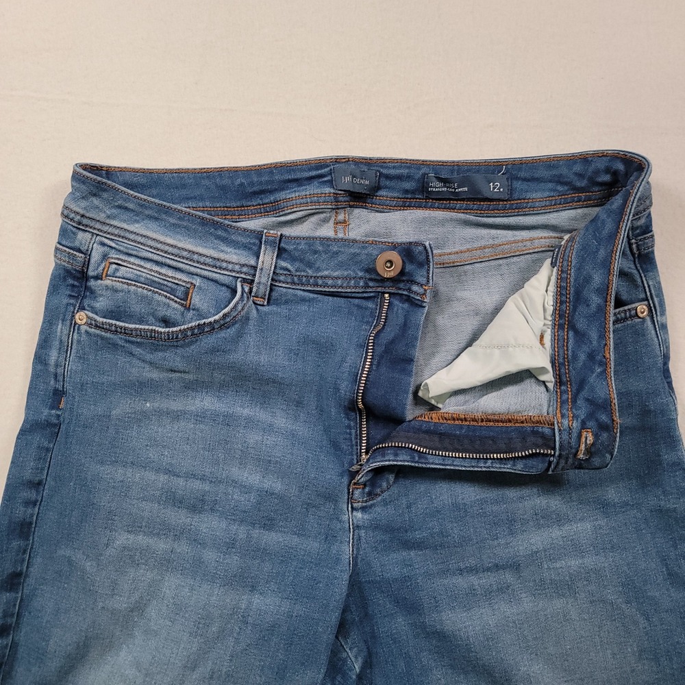 J. Jill Denim High Rise Straight Leg Ankle Jeans Women 12R Blue Stretch Cotton